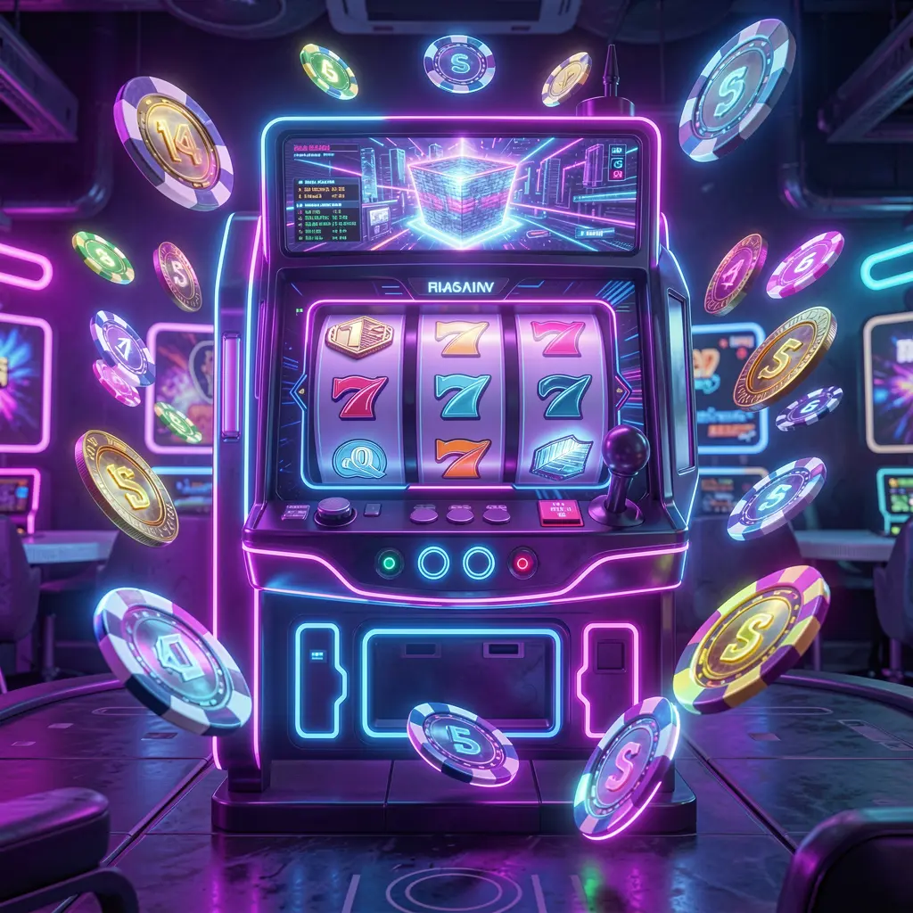 Close up view of a modern slot machine with colorful reels and bright lights representing the exciting slot games available at T988 casino in the Philippines